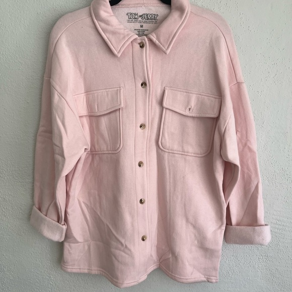 Tom & JERRY Women's Size Medium Pink Oversize Button Down Jacket - Picture 6 of 6
